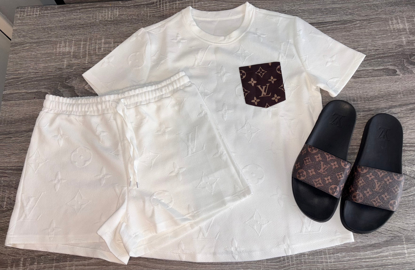 Ladies Shorts & T-Shirt & Sliders Set