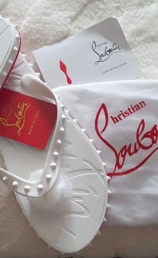 White Loub Inspired Flipflops