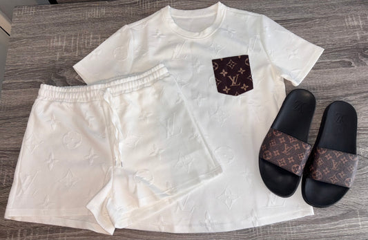 Ladies Shorts & T-Shirt & Sliders Set