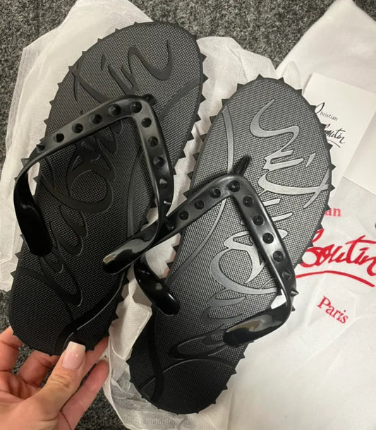 Black Loub Inspired Flip Flops